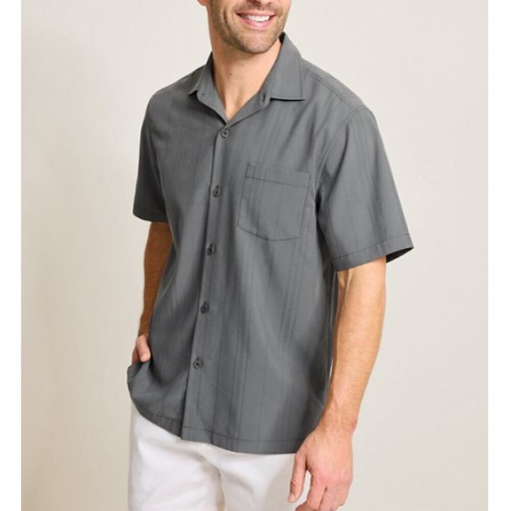 Tommy Bahama Men's Fog Gray Coastal Ease Corso Vines Camp Shirt Size XL